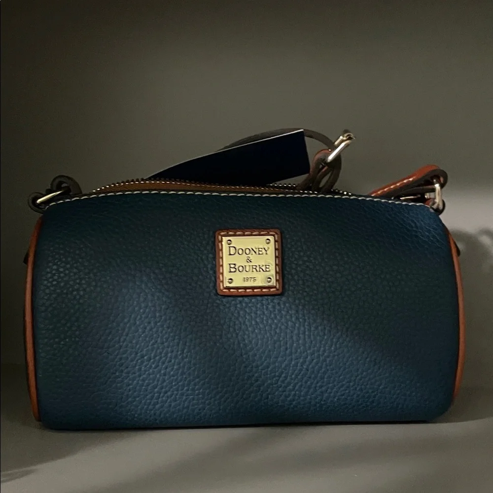 Dooney & Bourke Blue Leather Crossbody with Brown Trim. **NWT** - Picture 1 of 7